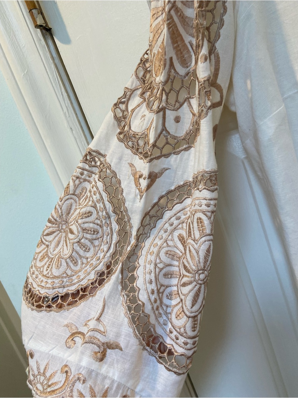 Chico's Ivory Tunic with Tan Embroidered Accents - Picture 3 of 7